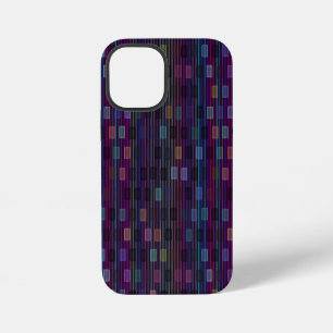 Blue, green, purple, pink squares with stripes iPhone 12 mini case