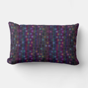 Blue, green, purple, pink squares with stripes lumbar pillow