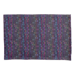 Blue, green, purple, pink squares with stripes pillowcase
