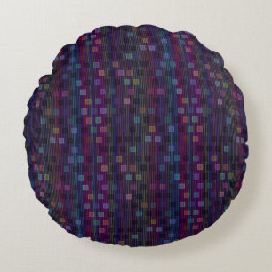 Blue, green, purple, pink squares with stripes round pillow