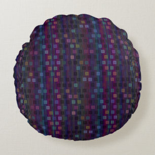 Blue, green, purple, pink squares with stripes round pillow