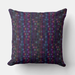 Blue, green, purple, pink squares with stripes throw pillow