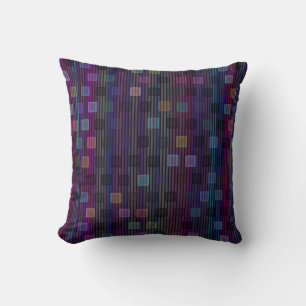 Blue, green, purple, pink squares with stripes throw pillow