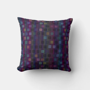 Blue, green, purple, pink squares with stripes throw pillow
