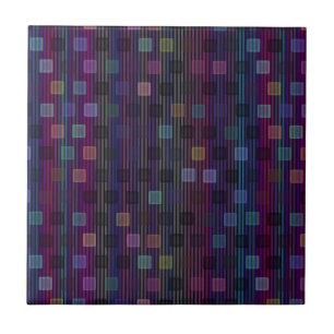 Blue, green, purple, pink squares with stripes tile