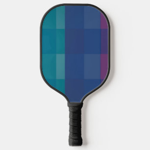Blue, green, purple plaid pickleball paddle