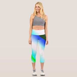 Blue green rainbow abstract texture pattern art t capri leggings