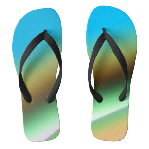 Blue green rainbow abstract texture pattern art t flip flops