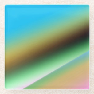Blue green rainbow abstract texture pattern art t glass coaster