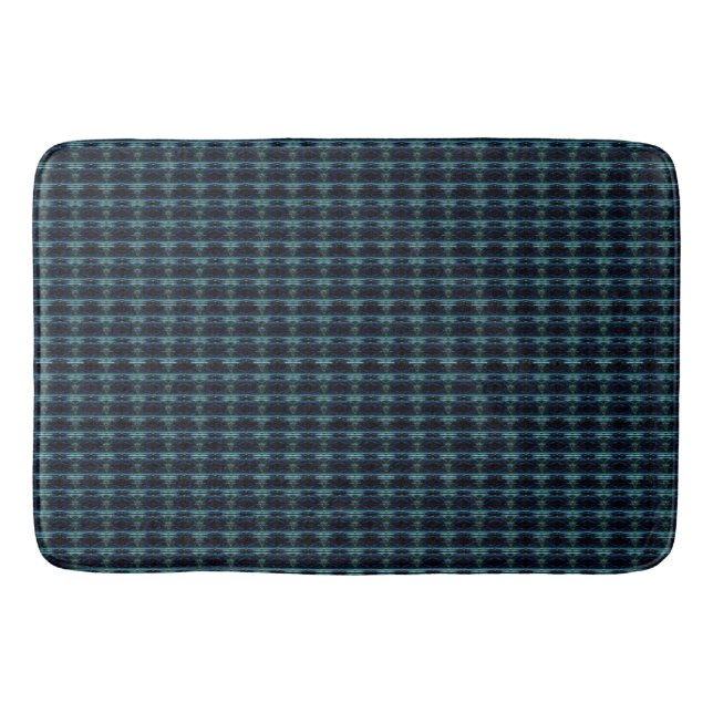 Blue Green Rainbow Stars , Artdeco Pattern Bath Mat (Front)