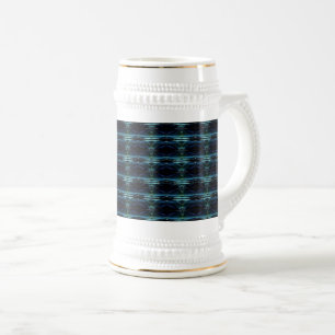 Blue Green Rainbow Stars , Artdeco Pattern Beer Stein