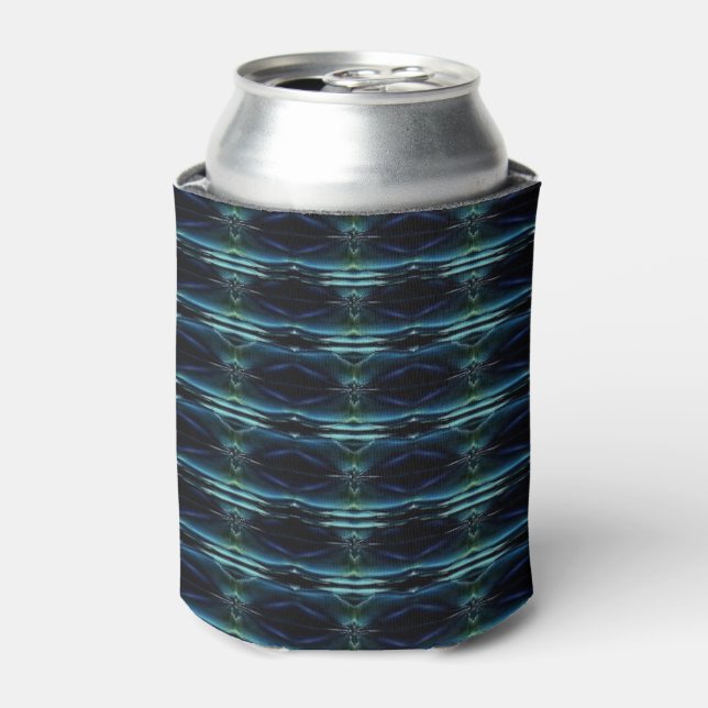 Blue Green Rainbow Stars , Artdeco Pattern Can Cooler (Can Front)