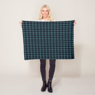 Blue Green Rainbow Stars , Artdeco Pattern Fleece Blanket