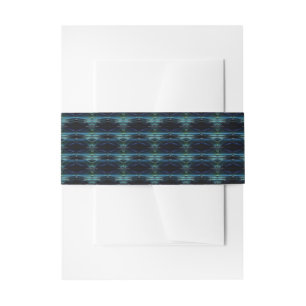 Blue Green Rainbow Stars , Artdeco Pattern Invitation Belly Band