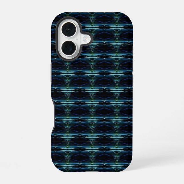 Blue Green Rainbow Stars , Artdeco Pattern iPhone 16 Case (Back)