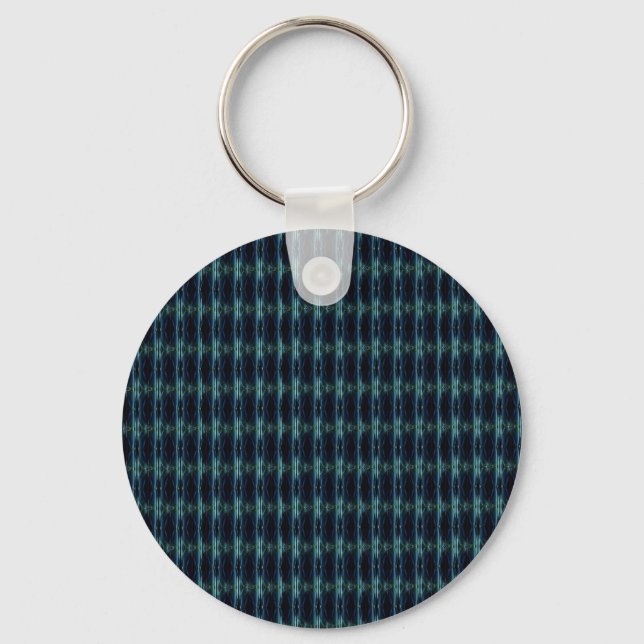 Blue Green Rainbow Stars , Artdeco Pattern Keychain (Front)