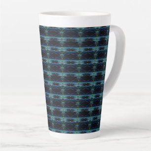 Blue Green Rainbow Stars , Artdeco Pattern Latte Mug