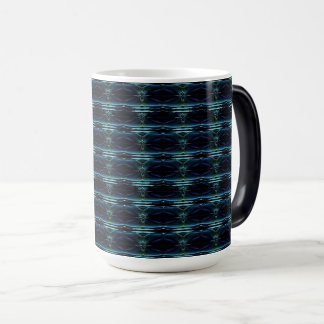 Blue Green Rainbow Stars , Artdeco Pattern Magic Mug (Front Right)