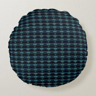 Blue Green Rainbow Stars , Artdeco Pattern Round Pillow