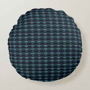 Blue Green Rainbow Stars , Artdeco Pattern Round Pillow