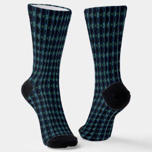 Blue Green Rainbow Stars , Artdeco Pattern Socks