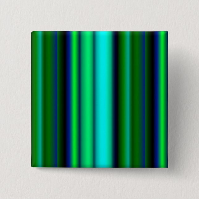 Blue Green Rainbow Stripes 2 Inch Square Button (Front)