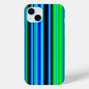 Blue Green Rainbow Stripes iPhone 15 Mini Case