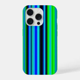 Blue Green Rainbow Stripes iPhone 15 Pro Case