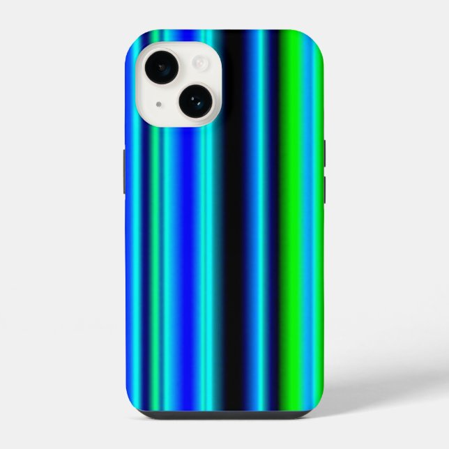 Blue Green Rainbow Stripes iPhone Case (Back)
