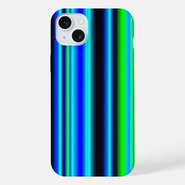 Blue Green Rainbow Stripes iPhone Case (Back)