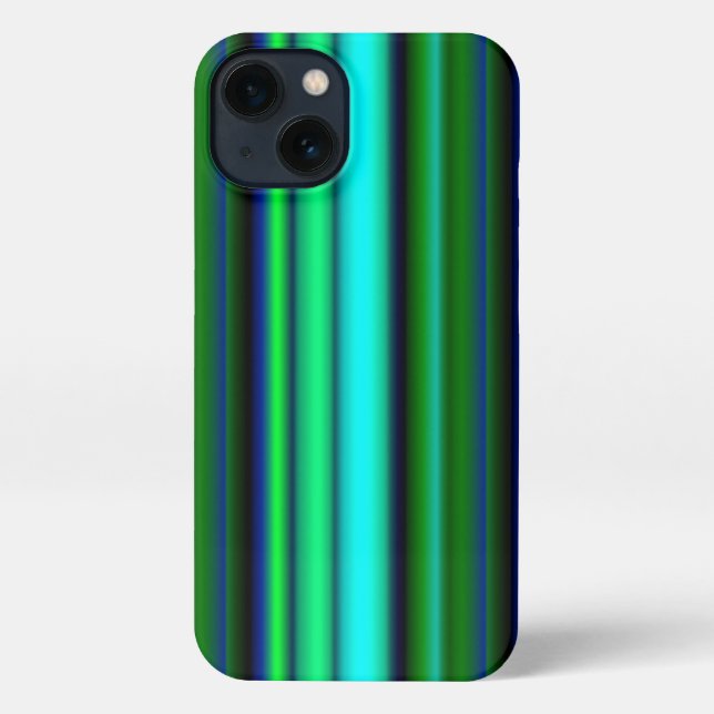 Blue Green Rainbow Stripes iPhone Case (Back)