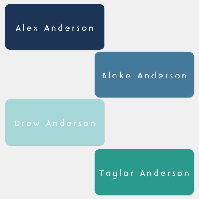 Blue Green Rectangle Clothing Kid's Labels (Group)