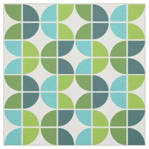 Blue Green Retro Quarters Pattern Fabric