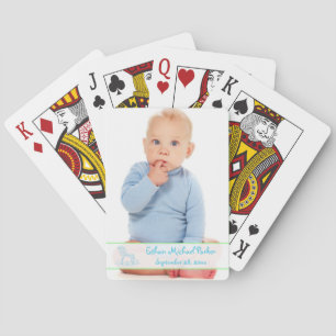 Blue Green Rocking Horse Baby Photo Playing Cards