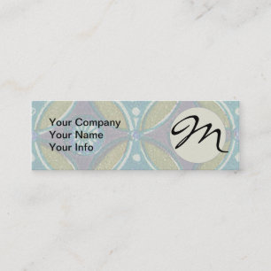 Blue Green Rustic Boho Geometric Circle Pattern Mini Business Card