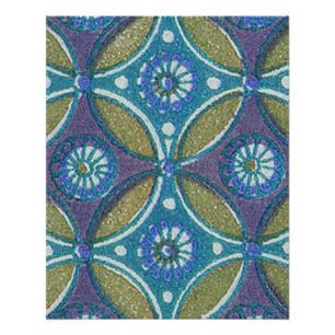 Blue Green Rustic Boho Geometric Circle Pattern Poster
