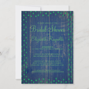Blue Green Rustic Country Bridal Shower Invitation