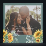 Blue Green Sage Sunflower Photo Wedding  Binder<br><div class="desc">This beautiful keepsake album is perfect for wedding planning and wedding photos.</div>