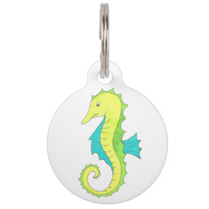 Blue Green Sea Horse Seahorse Beach Ocean Marine Pet Tag