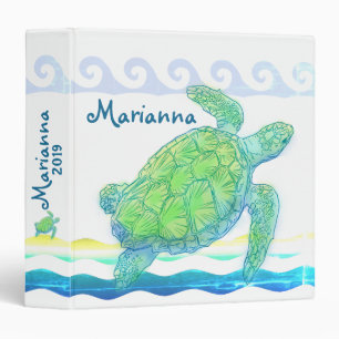 Blue & Green Sea Turtle Binder