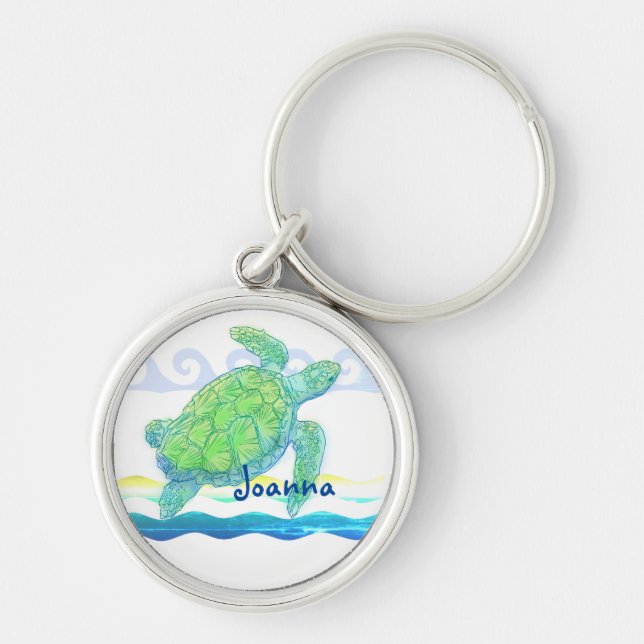 Blue & Green Sea Turtle Keychain (Front)