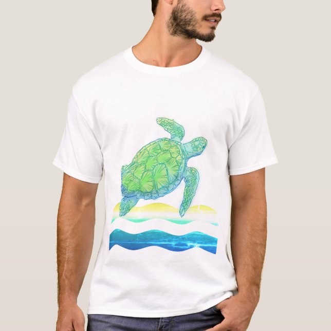 Blue & Green Sea Turtle T-Shirt (Front)