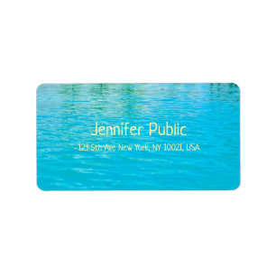 Blue Green Sea Water Elegant Calligraphy Script Label