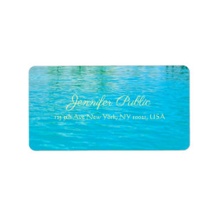 Blue Green Sea Water Elegant Handwritten Template Label