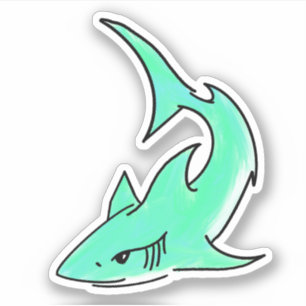 blue green shark cartoon ocean animal edgy simple