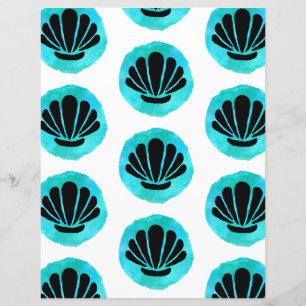 Blue Green Shell Pattern Scrapbook Paper