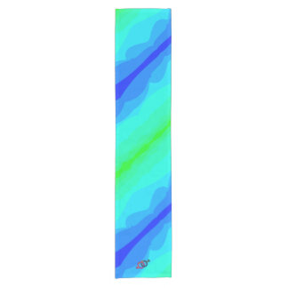 blue-green short table runner