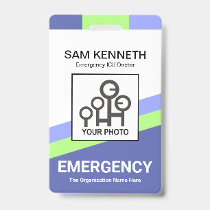 Blue Green Slanting Lines Medical Badge