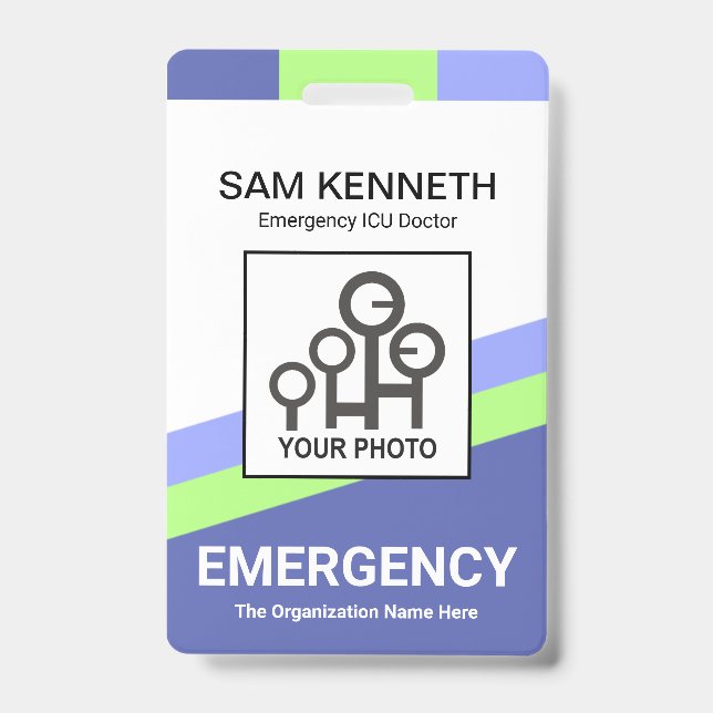 Blue Green Slanting Lines Medical Badge (Front)