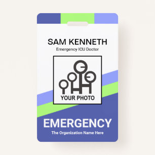 Blue Green Slanting Lines Medical Badge